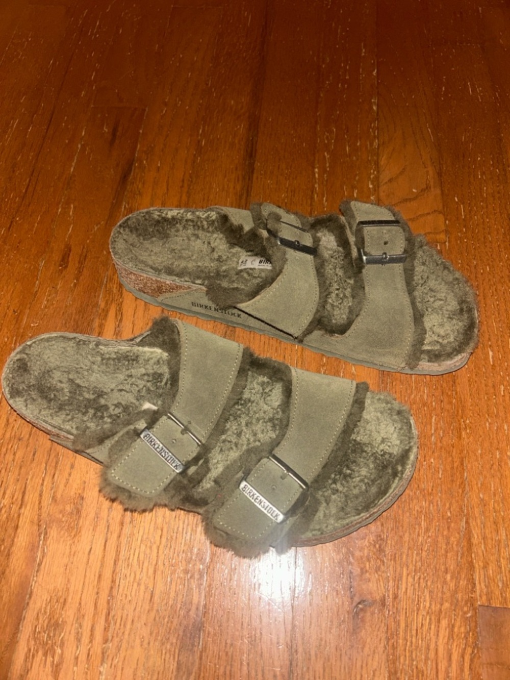 Birkenstock Arizona Unisex Shearling Olive Thyme Oiled Leather Sandals